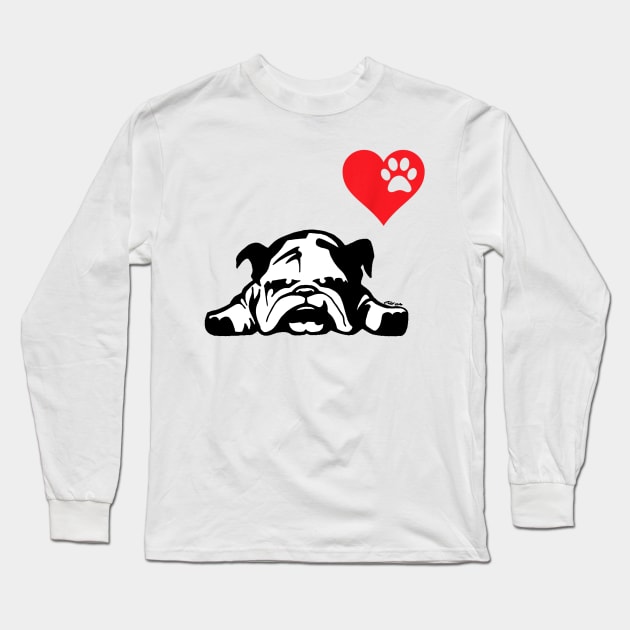 Bulldog Love Heart For Dog Owner Long Sleeve T-Shirt by Xamgi